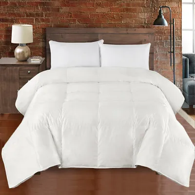 $369.99 • Buy Silk Goose Down Comforter Warm Baffle Box 450 TC Off-White Solid Duvet Insert 