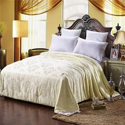 Natural Mulberry Silk 100% Real Silk Filling Jacquard Comforter Queen King Size • $98.67