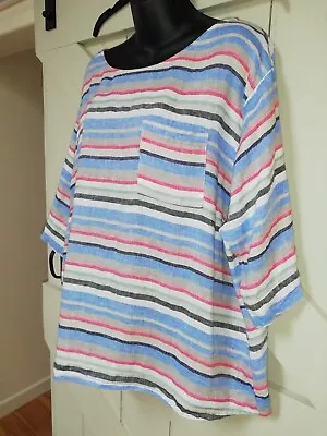 Beautiful Linen By Monsoon Striped Tunic...size 16...lagenlook..next Day Postage • £8.99