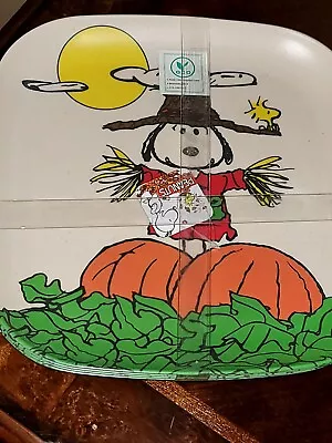 New Peanuts  Snoopy 🎃 SCARECROW  Thanksgiving  Dinner Plate Set Bamboo Eco • $25.75