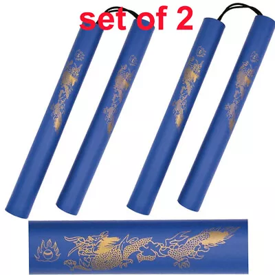 Set Of 2 Blue Foam Nunchucks Nunchaku Golden Dragon Martial Art Karate Training • $13.99