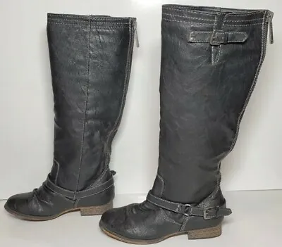 $38 • Buy Breckelles Black Faux Leather Rear  Zipper Boot Outlaw 11  Woman 5.5