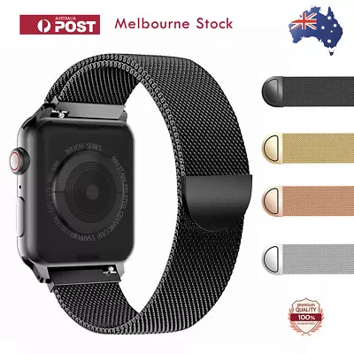 $7.50 • Buy For Apple Watch Band Series 9 8 7 654 SE Magnetic Stainless Steel Milanese Strap