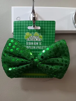 St Patrick's Day Green Sequin Novelty Bow Tie Irish Holiday Bowtie  • $4