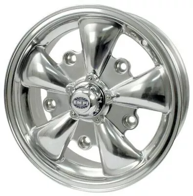 15  X 5-1/2  Vw Bug 5 Lug Polished Empi 5 Spoke Wheel Includes Cap-Valve Stem • $272.95