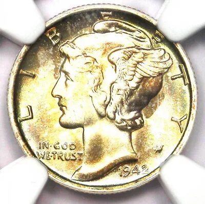 1942-S Mercury Dime 10C Coin - Certified NGC MS67+ FB Plus Grade - $2450 Value • $1325.25