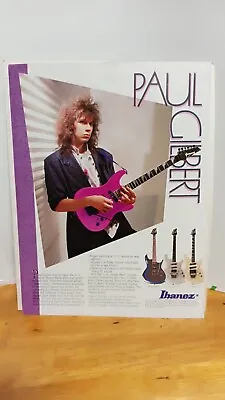 PAUL GILBERT IBANEZ PRO LINE GUITAR 1987  PRINT AD - 11 X 8.5  R4 • $8.75