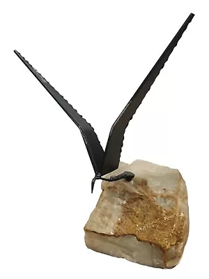 CURTIS JERE Signed Bird In Flight Art Sculpture Bronze Quartz Stone MCM 1968 • $245