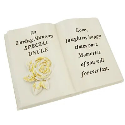 Special Uncle Brushed Gold Rose Memorial Graveside Book Plaque • £15.95