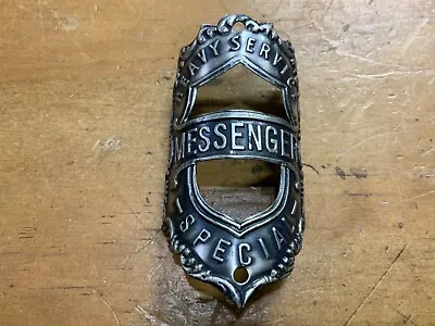 Antique TOC Messenger Special Heavy Service Bicycle Head Badge Nickel Mint Cond. • $67.15