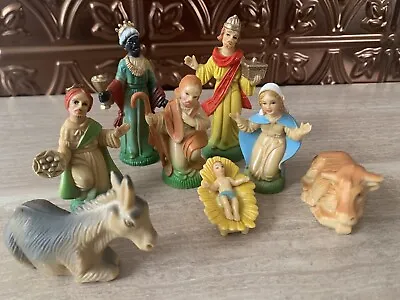 $22.99 • Buy Vintage Nativity Set Eight Figurines Hard Plastic Made In Hong Kong Hollow
