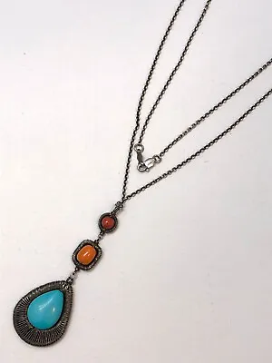 Sundance Dana Kellin Sterling Silver 925 Wire Wrapped Turquoise Coral Necklace • $110