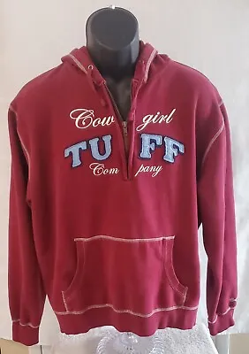 Cowgirl Tuff Womens Burgundy Pullover Hoodie 1/4 Zip Cotton Blend Womans  L • $22.99