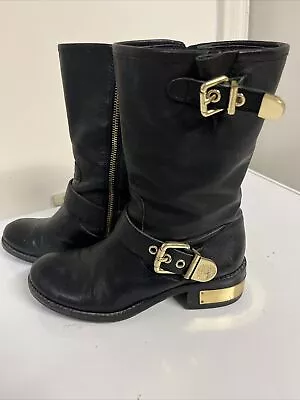 Vince Camuto VC-Winchell Black Silk Goat Leather W/ Gold Accents Women's Sz 6 M • $29.99