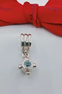 Genuine PANDORA Blue Topaz Compass Sterling Silver Dangle Charm 790235 • $34.90