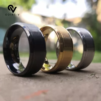 8mm Men Women Couple Titanium Steel Finger Fashion Wedding Engagement Rings  • £3.99