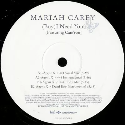 Mariah Carey - Boy (I Need You) - UK Promo 12  Vinyl - 2003 - Mercury • $13.63