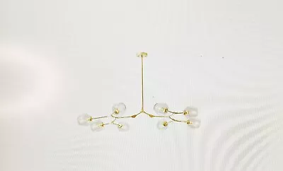 8-Light Clear Modern Linear Chandelier With Gold Adjustable Arms & Glass Shade • $98.75