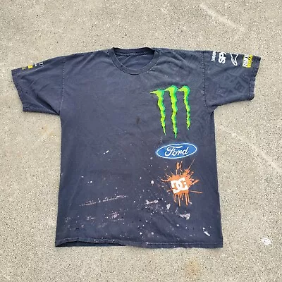 DC Shoes Shirt Mens Large Black Racing Ken Block Monster Energy Thrashed • $35.99