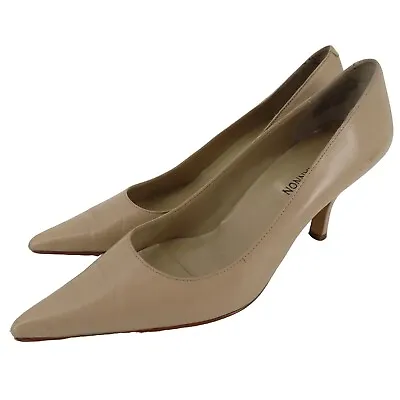 Michael Shannon Womens 9.5 Trevor Beige Leather Pointed Toe Heel Pumps Shoes • $20
