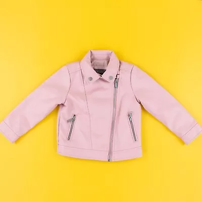 £4.99 • Buy Primark Baby Girls Patent Leather Jacket 18-24 Months Dusty Pink Smart Zip