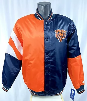CHICAGO BEARS 50/50 STARTER Jacket BLUE/ORANGE    S M L XL 2X • $105.99