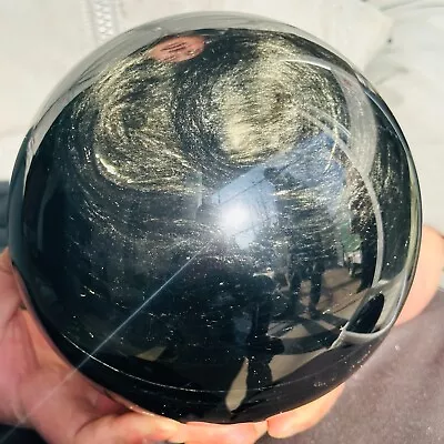 14.63LB Natural Black Obsidian Sphere Quartz Crystal Magic Ball Healing 6650g • $0.99