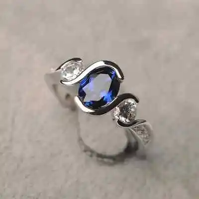 2.48Ct Natural Sapphire Engagement Ring Real 14K White Gold Diamond Wedding Ring • $1389.75