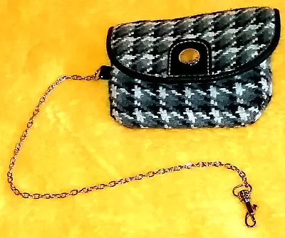 Rosetti Houndstooth  ID Holder Clip On Chain Coin Purse Travel Wallet • $10