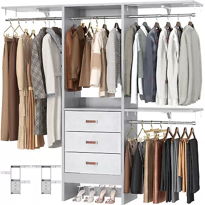 60'' Walk In Closet Organizer System With 3 Adjustable Shelves Clothes Storage • $199.98