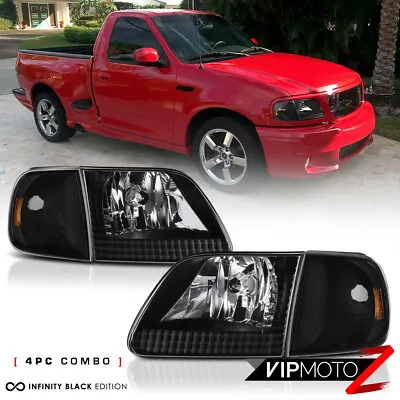 [4PC COMBO] 1997-2003 Ford F150 Black Corner Signal Front Head Lights Lamp PAIR • $84.99