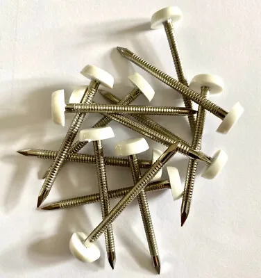 £3.49 • Buy 25 X 50mm White UPVC Plastic Headed Pins Nails Poly Top A4 Stainless Steel