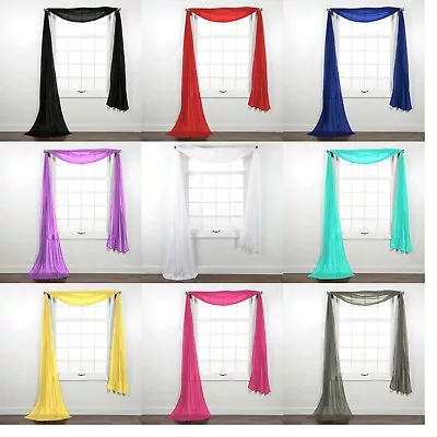 $8.98 • Buy Fully Stitched Sheer Window Scarf Valance Topper Curtain Drapes In Many Colors