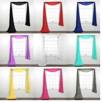 Fully Stitched Sheer Window Scarf Valance Topper Curtain Drapes In Many Colors • $10.98