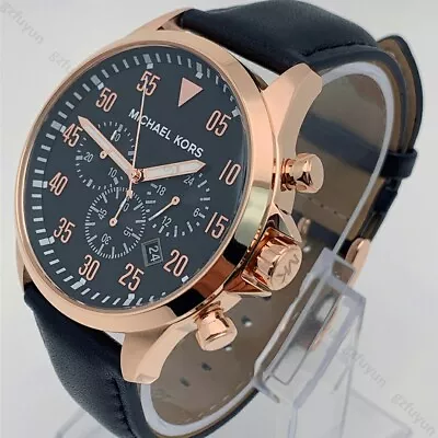 MICHAEL KORS MK8535 Gage Leather Band Chronograph Quartz Fashion Men's Watch • $108