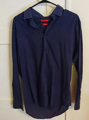 Zara Shirt Adult XL Blue & White Pattern Slim Fit Snap Button Up Long Sleeve • $12.95