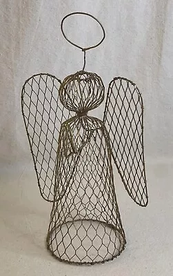 Vintage Christmas Angel Tree Topper Golden Brass Metal Wire/Mesh Figurine Decor • $19