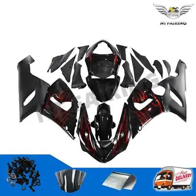 FD Injection Red Flame Black Fairing Fit For Kawasaki 2005 2006 ZX6R 636 A022 • $369.99