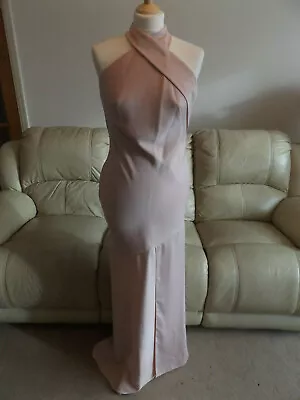 Coast Halter Neck Pink Satin Maxi Long Evening Party Dress Ballgown Size 8 NWT  • £4.99