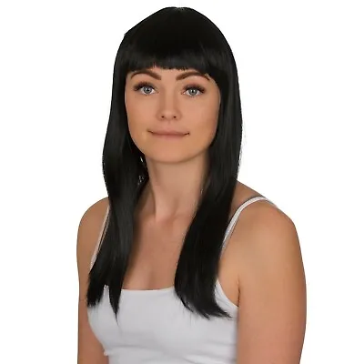 Long Black Straight Wig Halloween Witch Gothic Bride Zombie Horror Fancy Dress  • £6.49