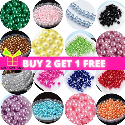 £2.29 • Buy Pearl Beads Faux Glass Round 400 4-10mm Choose Colour Jewellery Making UK Craft