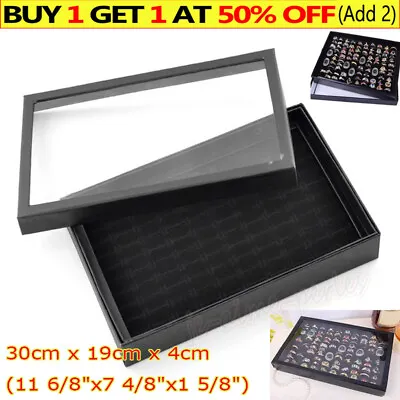 100-slot Jewelry Ring Display Organizer Case Tray Earring Storage.Box Holder Box • £7.35