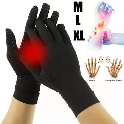 Copper Compression Arthritis Gloves Carpal Tunnel Joint Pain Relief Hand M/L/XL • $8.08