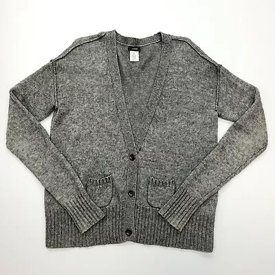 J Crew Sweater Womens XS Gray Mohair Blend Academia Cardigan Long Sleeve Pockets • $24.88