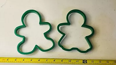 Vintage Wilton Large Green Plastic Cookie Cutter Set Of 2 Gingerbread Holidays • $9.99