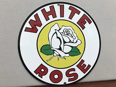 White Rose Gasoline Garage Oil Gas Man Cave  Vintage Round Sign Reproduction • $20