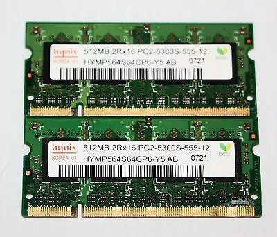 Genuine OEM 1GB (2 X 512mb) PC2-5300s DDR2 Memory--Apple A1181 Macbook Mid-2007 • $2.99