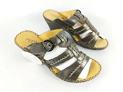Pedalos By Padders Soft Silver Leather Sandals Uk 4 Eu 37 New With Box • £15.99
