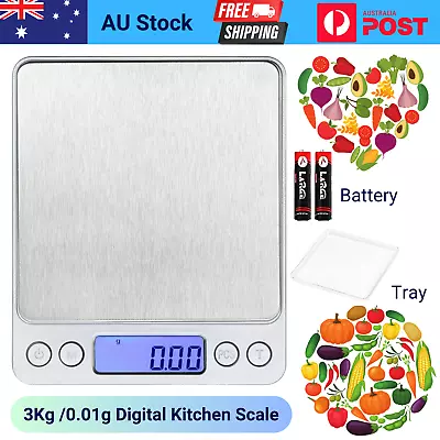 3kg/0.1g Kitchen Digital Scale LCD Electronic Balance Food Weight Postal Scales • $14.99