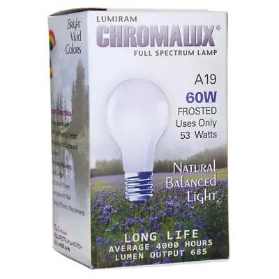 Chromalux Light Bulb - A19 Frosted 60W 60 Watt 1 Unit • $12.24